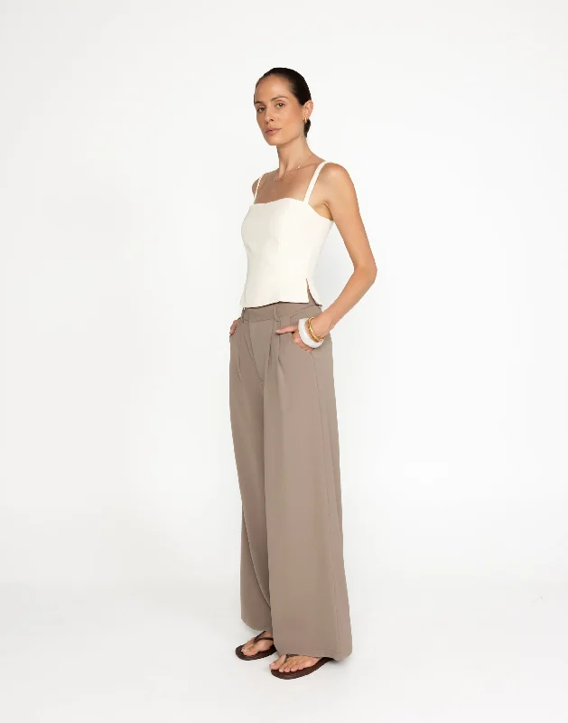 Chicago Pants (Mushroom) - Petite Elegant Dress Pants