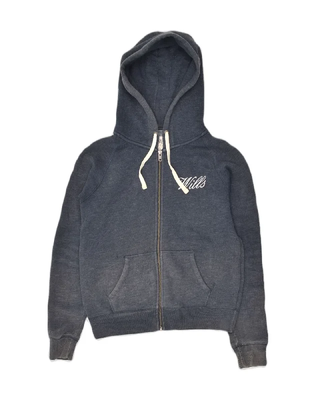 JACK WILLS Womens Loose Fit Zip Hoodie Sweater UK 12  Medium  Grey Cotton Casual Formal Business