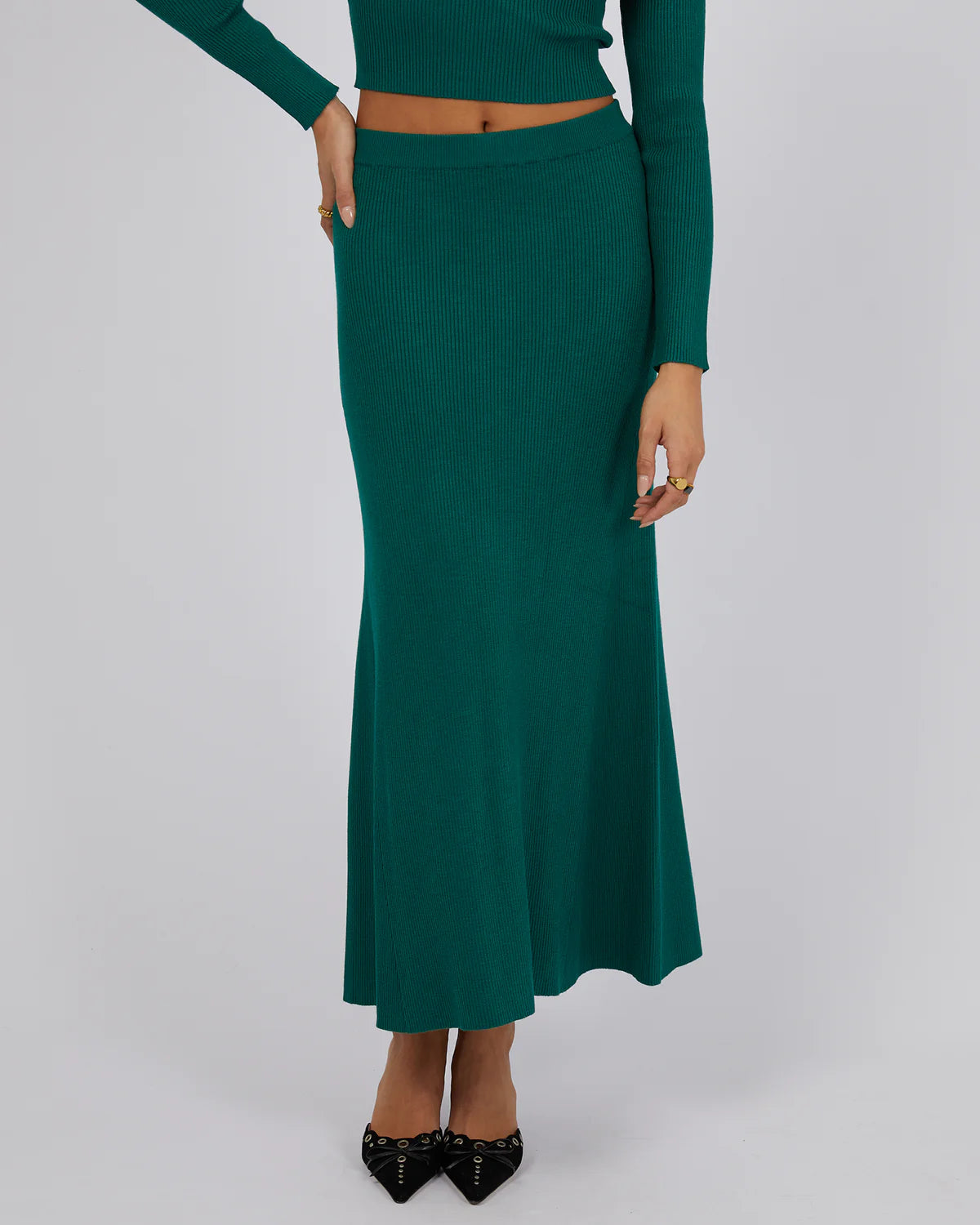 JORGE Karina Midi Womens Skirt - Emerald lace skirt romantic
