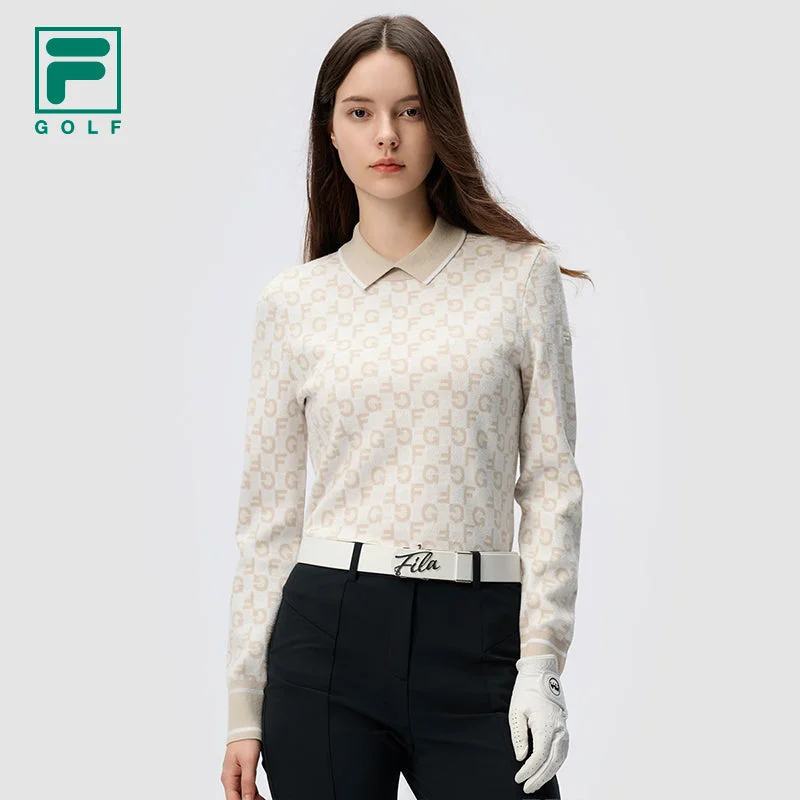 FILA CORE ATHLETICS GOLF X VERSAILLES COLLECTION Women Knit Sweater (Full Print) Spandex Blend Rayon Blend Denim Blend
