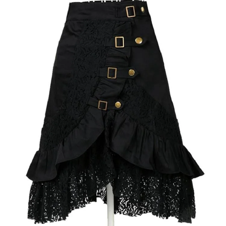 Wind explosion models punk rock gothic black lace skirts lace skirt romantic