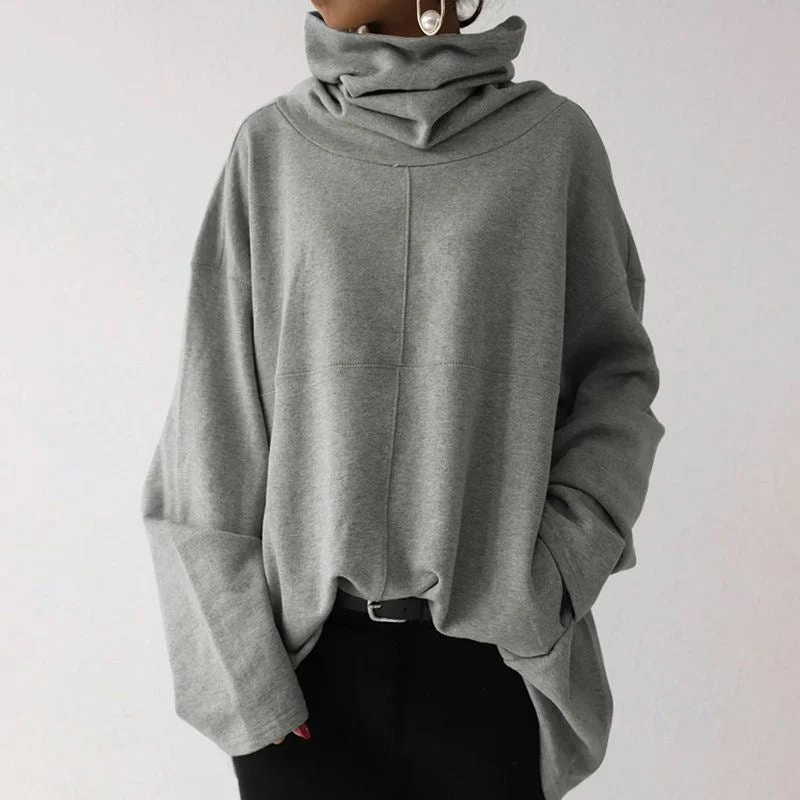 Matilda® | Trendy single-colored turtle-neck sweater Mesh Sweater Canvas Denim