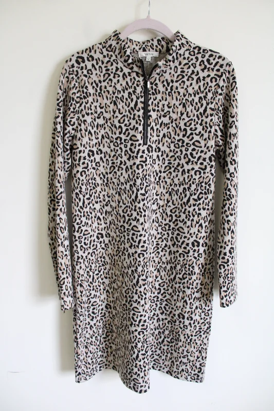 Tyler Boe Cheetah Print Quarter Zip Dress | S Tunics Canvas sturdy