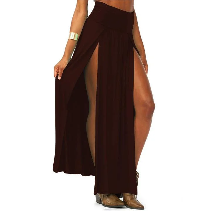 Women High Waist Maxi Long Double Slit Skirt Lady Skinny Open Two Side Split Cropped Maxi Skirt 4 Colors U2 cashmere skirt fine