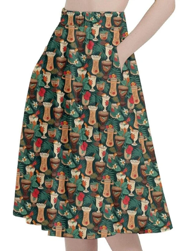 Retro Tiki Luau Full Circle Skirt cashmere skirt fine