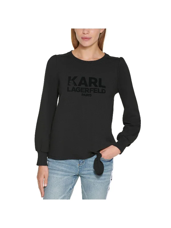 Womens Side Tie Ribbed Trim Sweatshirt Hoodie Jacket Zipper Layering
