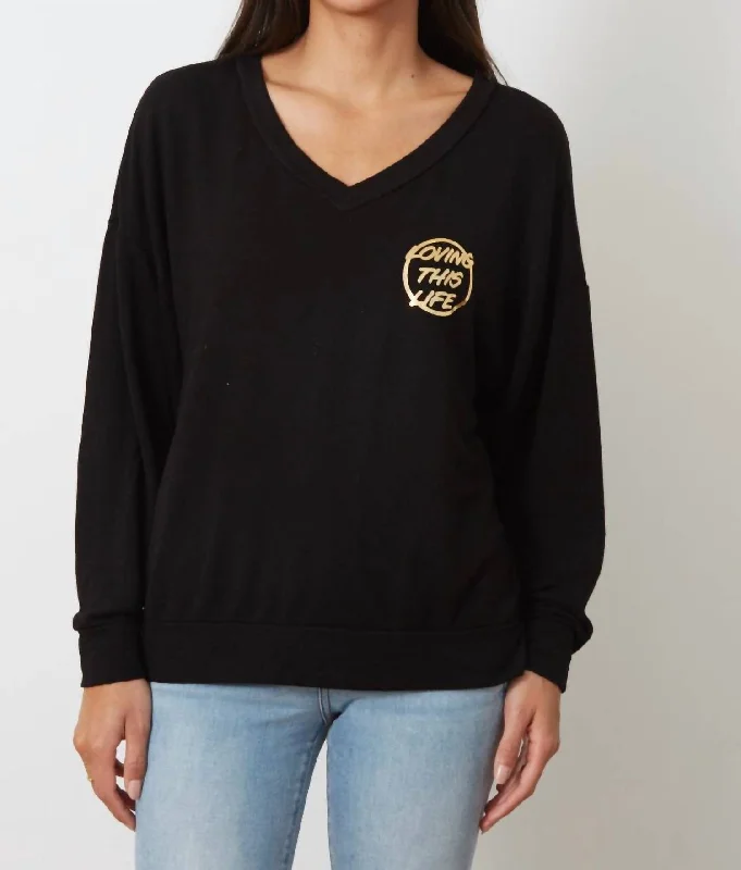 Robi Sweatshirt In Loving This Life Hoodie with Sequins Glamorous Eye-catching