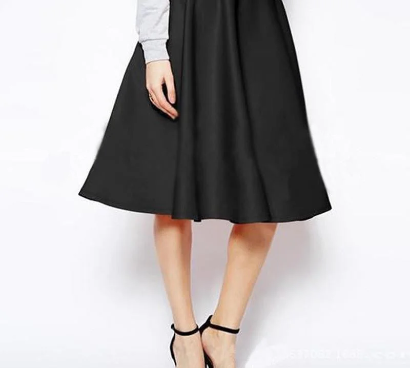 Womens Skirts Elegant Solid High Wasit Slim Chiffon Pleated A-line Knee-length Skirt Female Skirts Plus Size corduroy skirt cozy