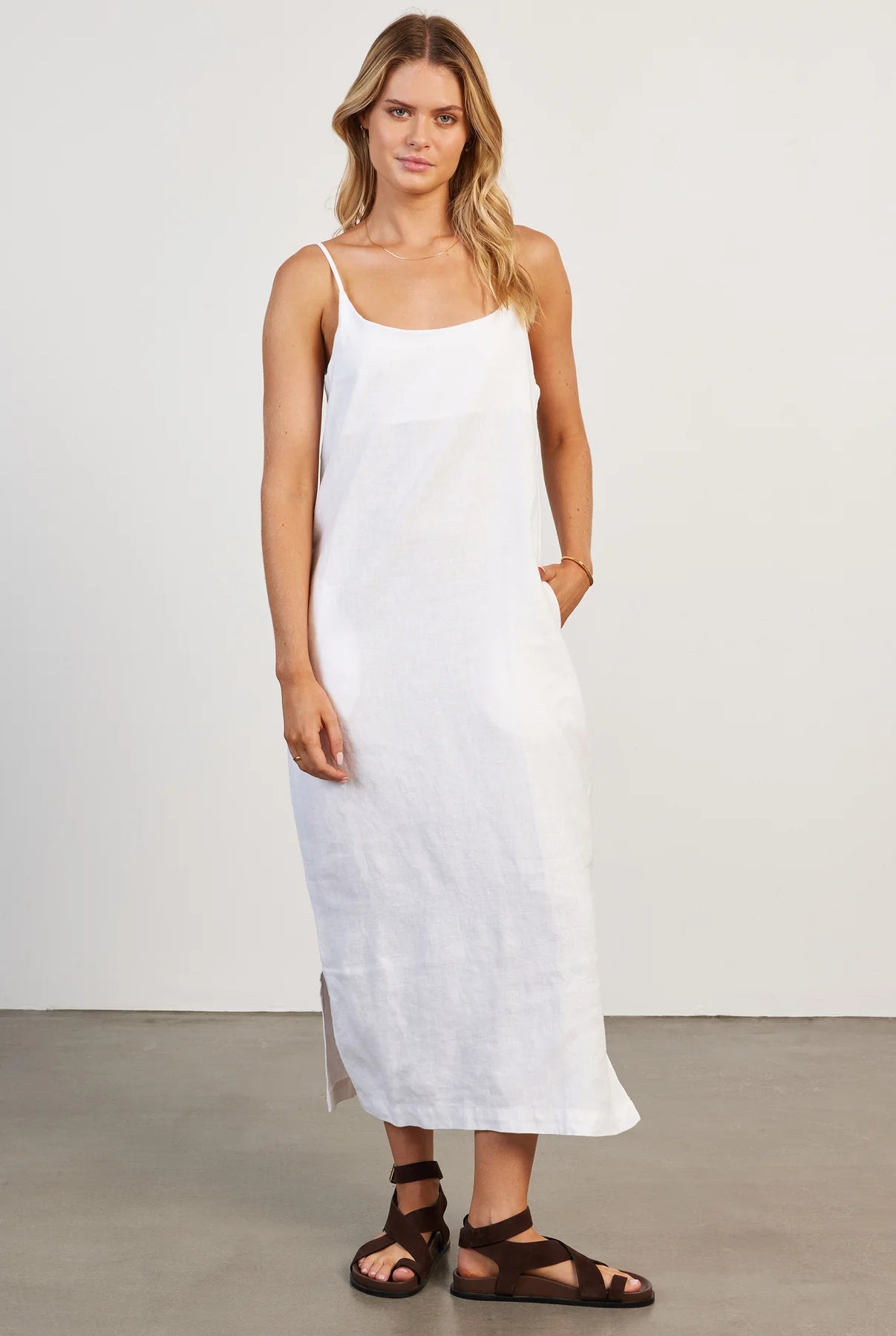 Essential Linen Slip Dress in White Tunics Evening elegant