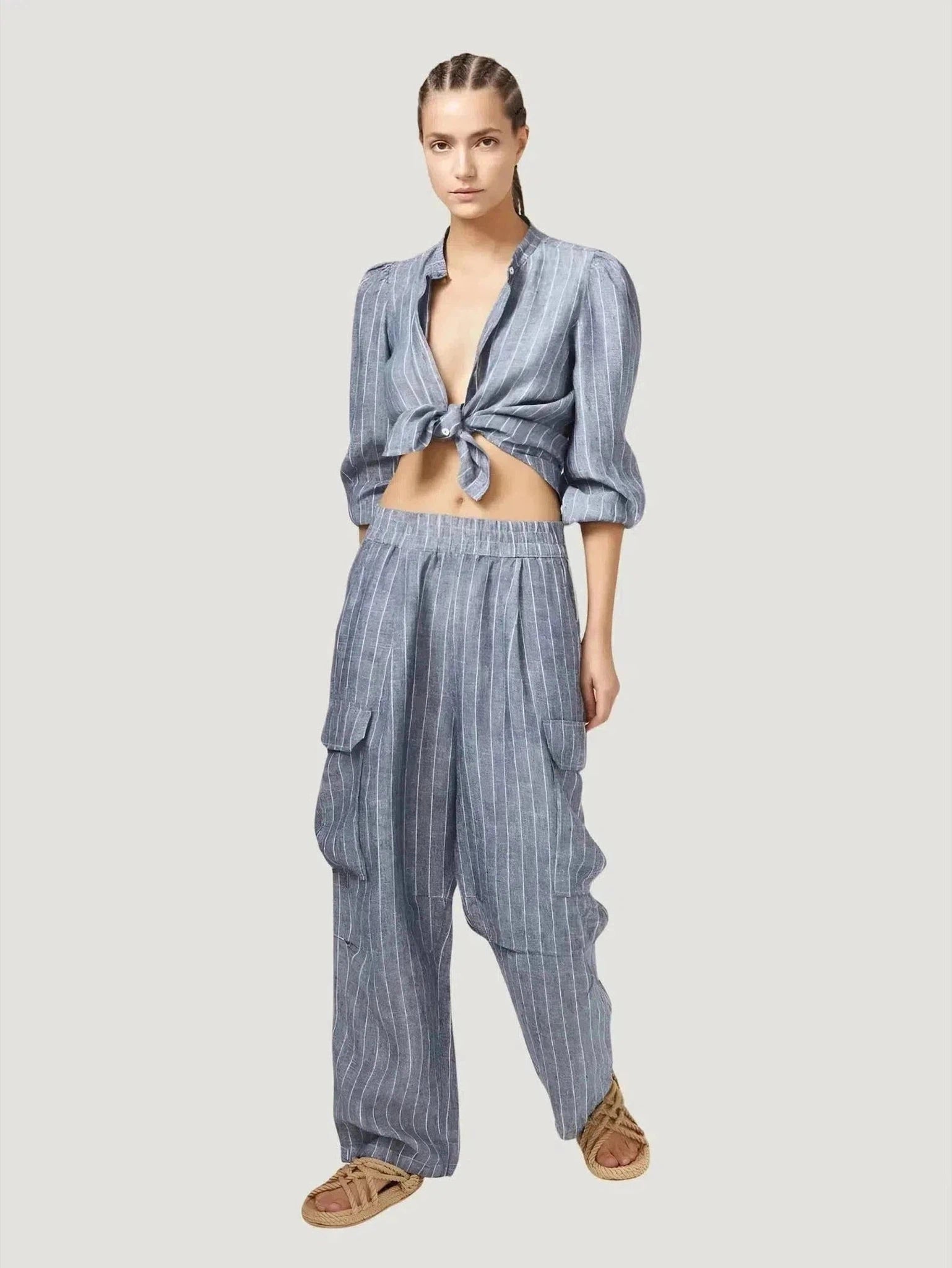 Lanhtropy Luca Linen Pants Chic Faux Leather Pants