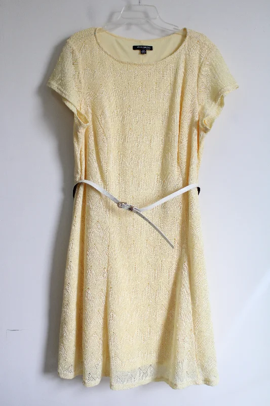 Sharagano Yellow Lace Sequined Dress | 20W Maxi Flowy Bohemian