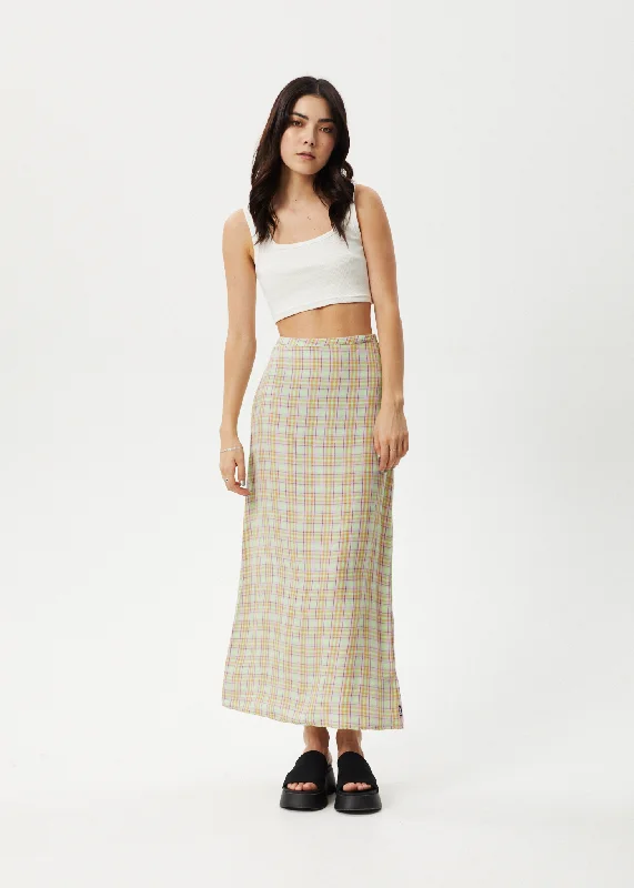 AFENDS Womens Kali - Maxi Skirt - Pistachio Check high waist skirt