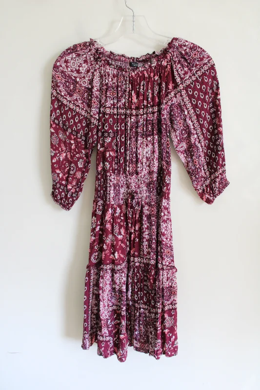 Studio 1886 Burgundy Paisley Dress | S Tunics Print Colorful