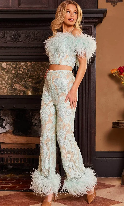Jovani 22350 - Lace Pant Suit Casual Sweatpants Style