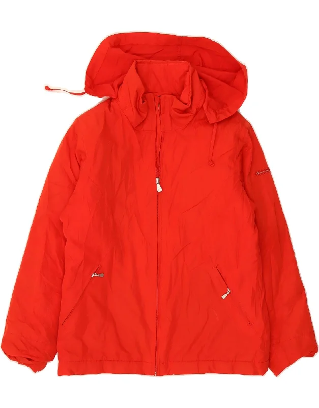 CHAMPION Womens Hooded Rain Jacket UK 10 Small Red Wool Jacket Cashmere Jacket Tweed Jacket