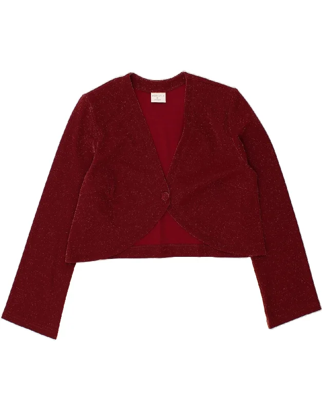 ELEGANCE Womens Bolero Jacket EU 38 Medium Burgundy Polyamide Nylon Jacket Polyester Jacket Spandex Jacket