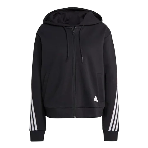 Adidas Future Icons 3-Stripes Full Zip Hoodie - Womens - Black Hoodie with Longline Fit Extended Stylish