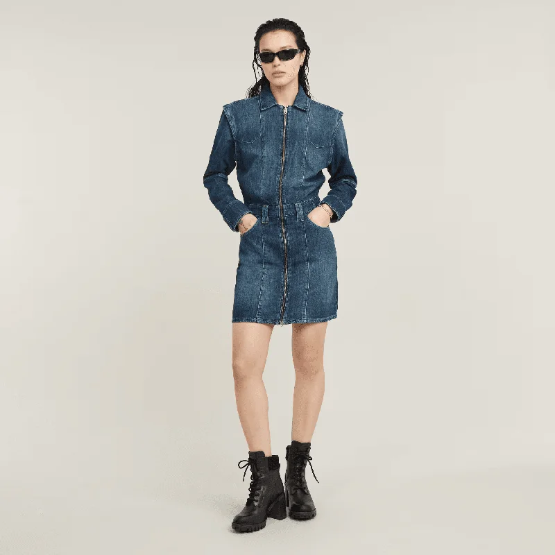 Biker Dress in Worn in Sentry Blue Tunics Business professional