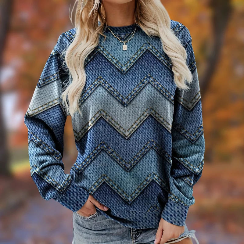 Diana® | Long sleeve sweater with print Hooded Sweater Collared Sweater Shawl Collar