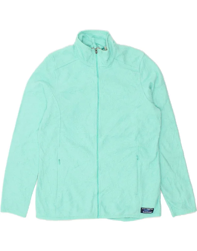 L.L.BEAN Womens Fleece Jacket UK 14 Medium Turquoise Polyester Faux Fur Jacket Real Fur Jacket Shearling Jacket