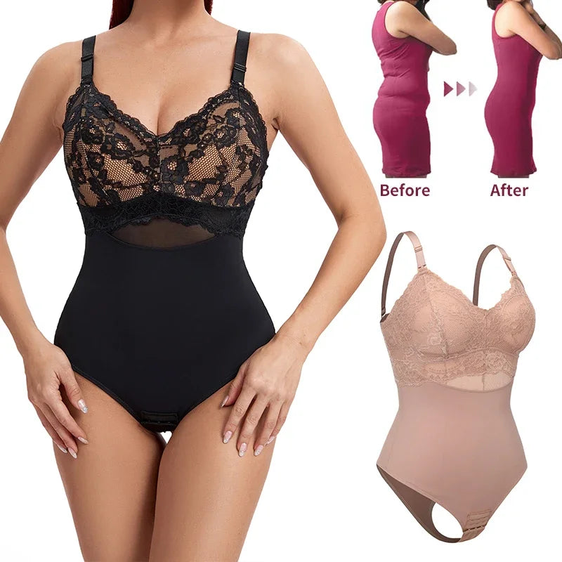 Bodysuit Shapewear Women Seamless Full Body Shaper Waist Slim Tummy Control Underwear Flat Belly Smooth Corset Nude Stylish Bodysuit with Adjustable Straps