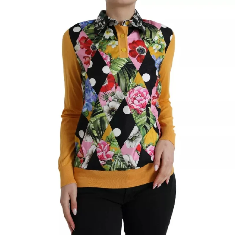 Multicolor Patchwork Cashmere Henley Sweater Front Pockets Side Pockets Patch Pockets