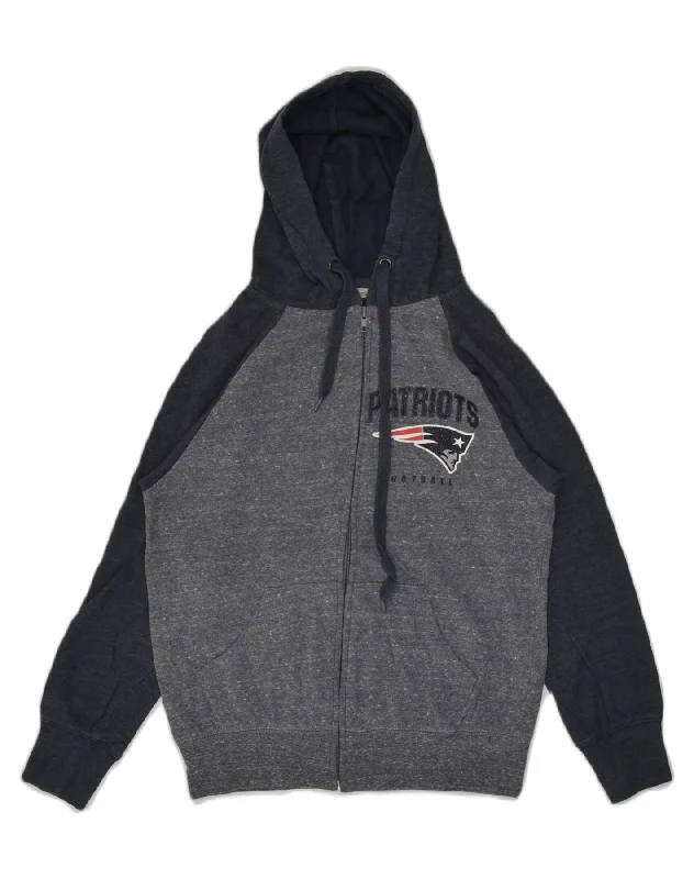 NHL Womens Graphic Zip Hoodie Sweater UK 10 Small Grey Colourblock Cotton Fitted Slim Tailored