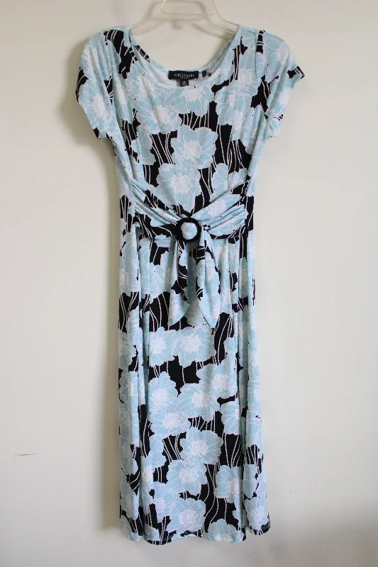 Perceptions Blue & Black Floral Dress | 10 Petite Elegant Long Evening