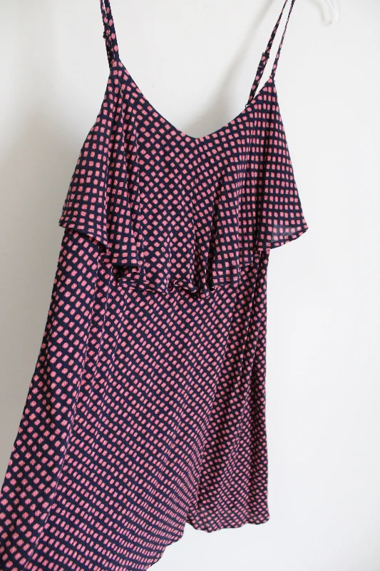 Billabong Navy Blue Pink Patterned Dress | XS Tunics Stylish modern