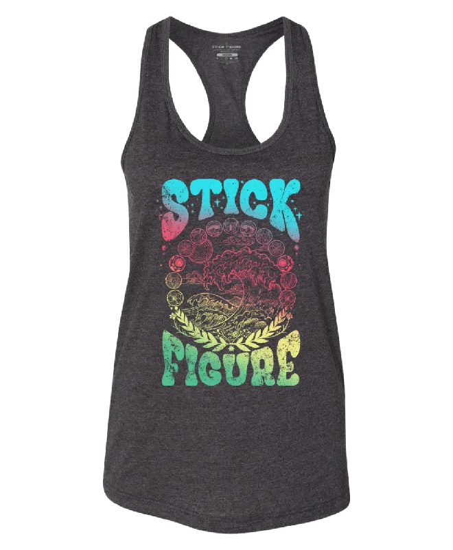 Women's Lunar Wave Tank (Heather Charcoal) floral tank top