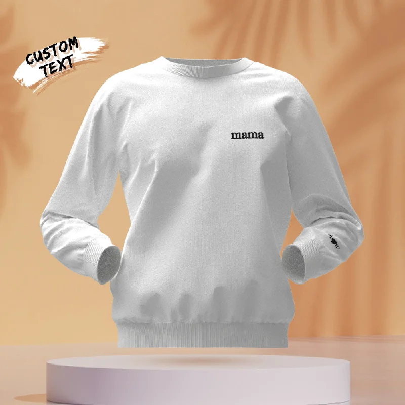 Custom Engraved Hoodie Round Neck Color Embroidery Mother's Day Gifts Hoodie with Rolled Sleeves Casual Relaxed