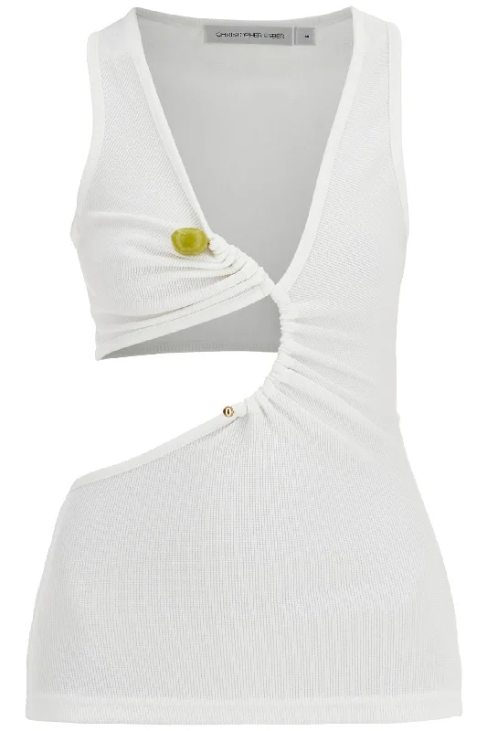 "stone Arc Tank Top For  - White baby blue tank