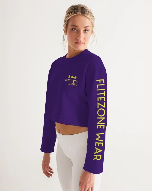 PURPLE FLITE RELOADED Women's Cropped Sweatshirt Oversized Hoodie Comfort Casual