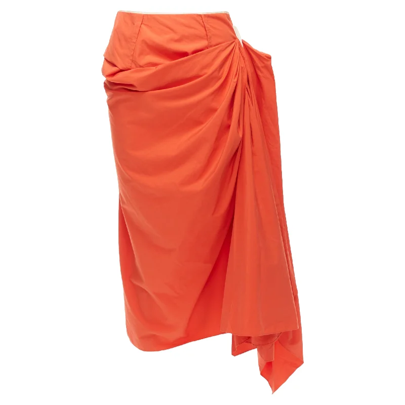 Marni cotton asymmetric drape pencil midi skirt pleated skirt texture
