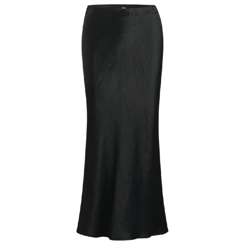 Midi-length skirt in crinkled satin-touch fabric leather skirt bold