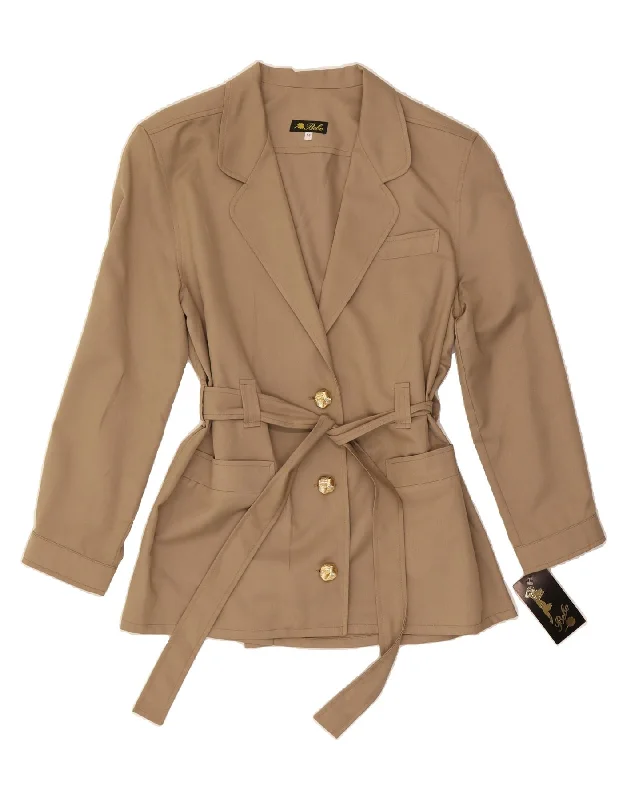 VINTAGE Womens 3 Button Blazer Jacket UK 14 Medium Beige Polyester Striped Jacket Polka Dot Jacket Floral Jacket