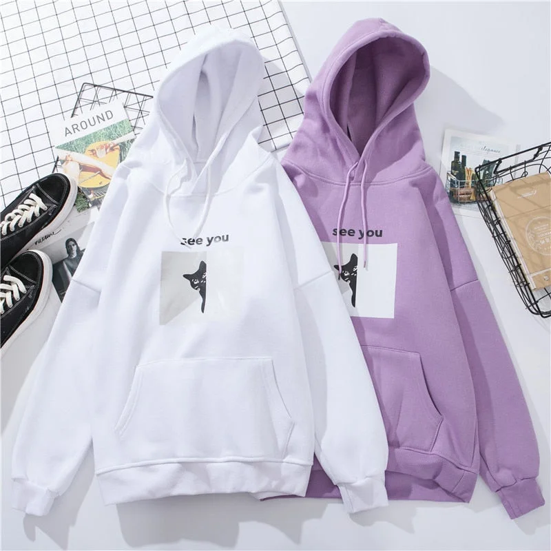 Women Sweatshirt Hoodie with Ribbed Neckline Snug Warm