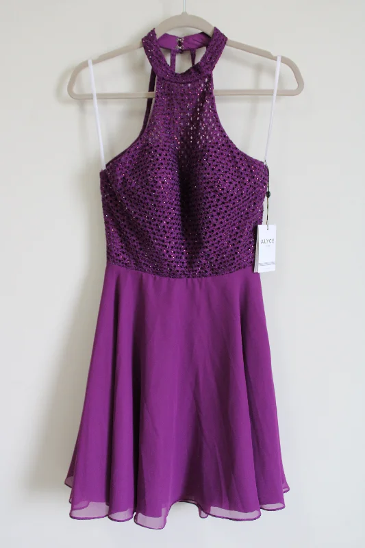 NEW Alyce Paris Purple Plum Chiffon 2652 Dress | 6 Tunics Solid Classic