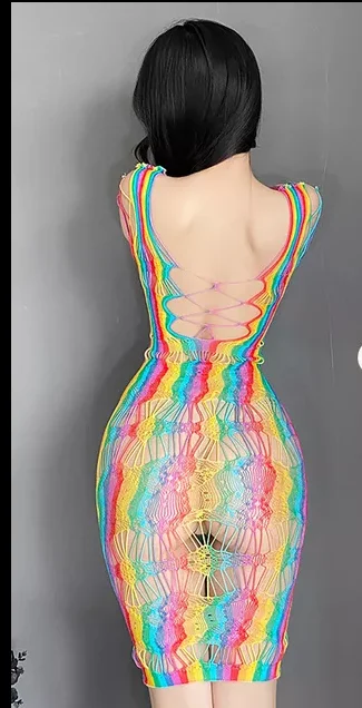 Sexy lingerie Mesh Lace Colorful Fishnet Hollow Bodysuit Elegant Mesh Bodysuit for Night