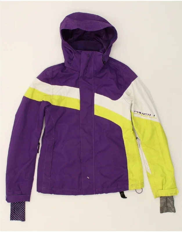 O'NEILL Womens Hooded Windbreaker Jacket UK 10 Small Purple Colourblock Fleece Jacket Down Jacket Feather Jacket