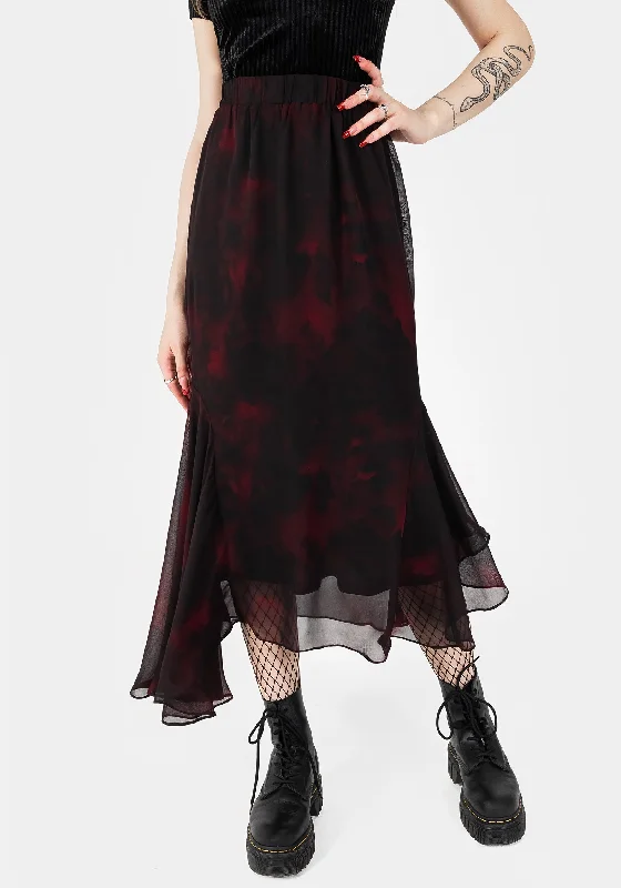 Vesta Chiffon Handkerchief Hem Midaxi Skirt relaxed fit skirt
