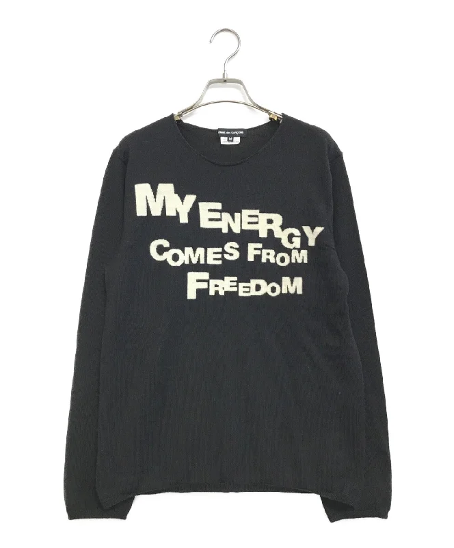 [Pre-owned] COMME des GARCONS Message Print Sweater PF-N029 Open Front Closed Front Wrap Front