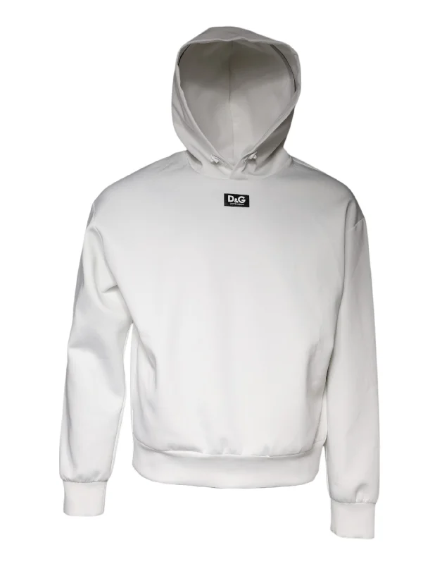 White D&g Logo Hooded Men Sweatshirt Sweater Herringbone Houndstooth Plaid