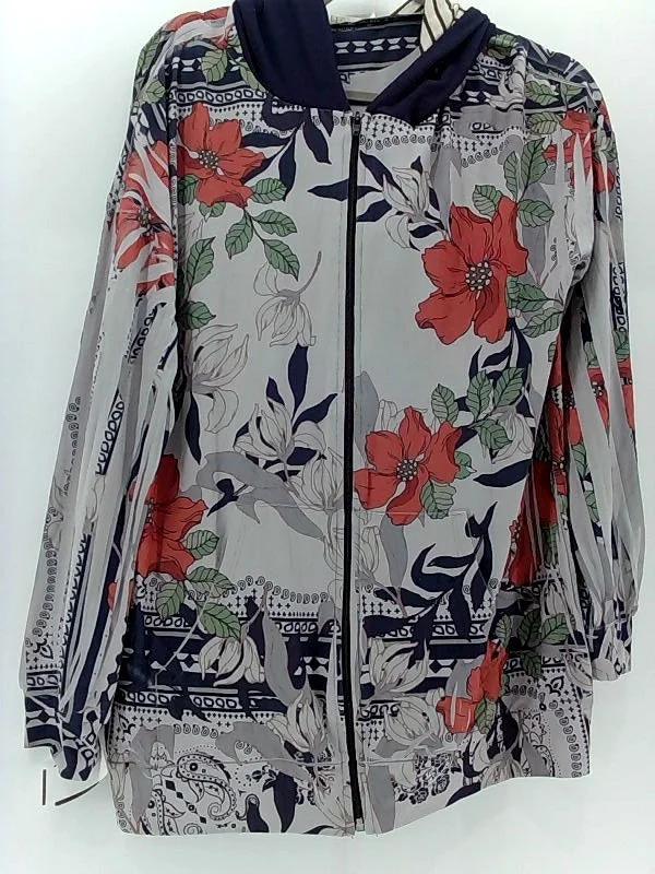 Floral Women's Zipper Hoodie - Medium Hoodie with Ribbed Cuffs Snug Fit Comfort