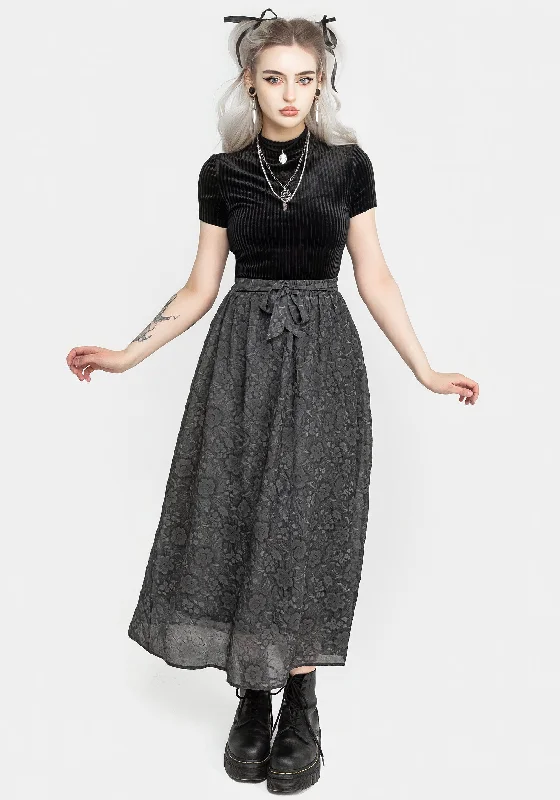 Revival Floral Mesh Layered Midi Skirt silk skirt elegant