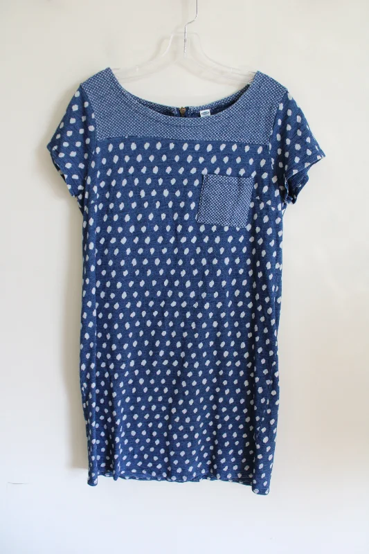 Old Navy Blue Dotted Pocket Dress | M Turtleneck Warm Winter