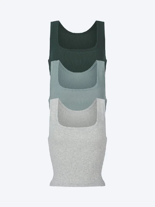 Cotton rib tank 3-pack sexy tank top