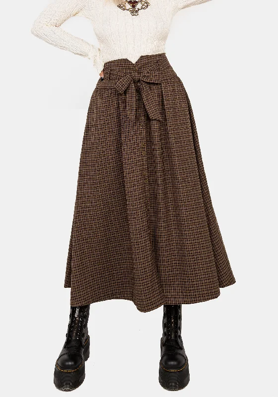 Sweetspire Check Tie Waist Midaxi Skirt chiffon skirt floaty