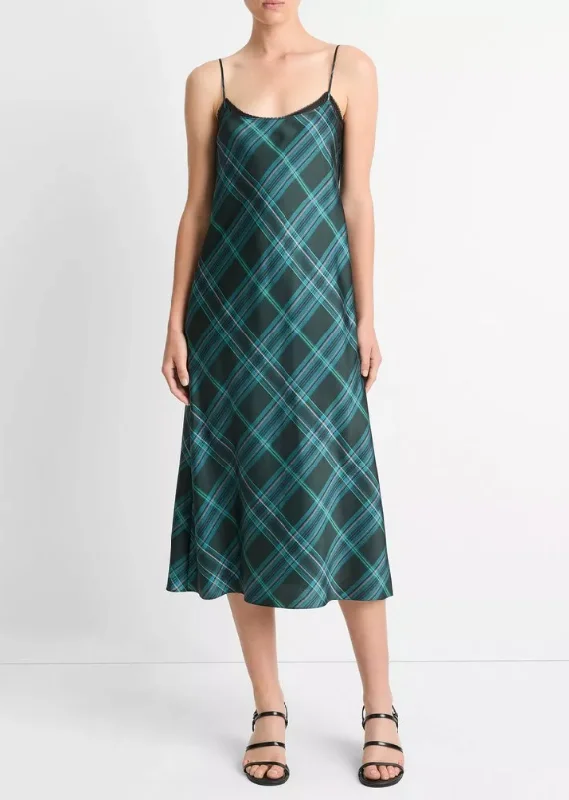 Lace-Trim Plaid Slip Dress Tunics Handmade artisanal