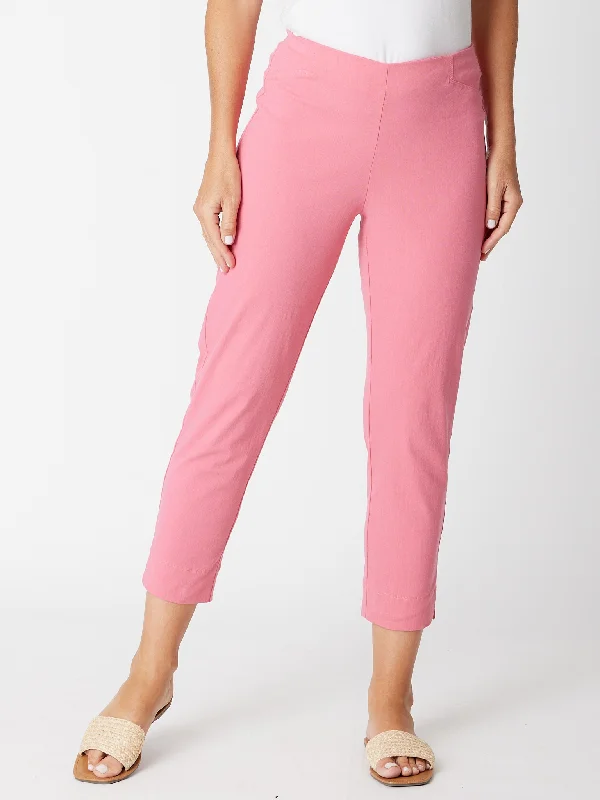 7/8 Slim Cottolen Stretch Pull on Pant -  Pink 24152 - S High-Waist Trousers